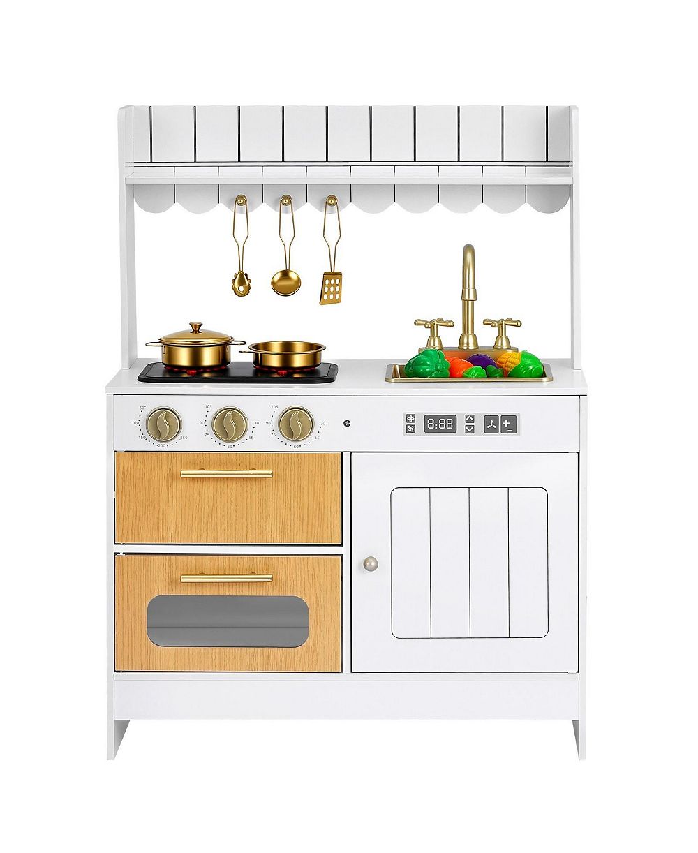 SUGIFT Деревянный игровой набор для кухни со светом и звуком, для детей 3-8 лет