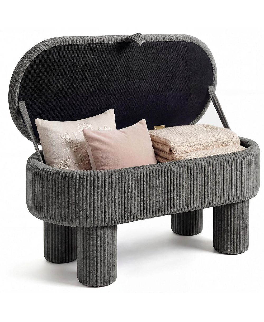 Costway 42" Storage Ottoman Bench with Hidden Storage Compartment and Legs for Living Room