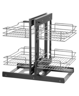 SUGIFT 2-Tier 4-Shelf Blind Corner Pull Out Cabinet Organizer for Min 15in W Opening Left Right Open
