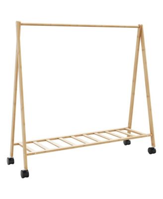 vidaXL Clothes Rack with Shelves and Wheels 41.7"x13.4"x41.9" Bamboo