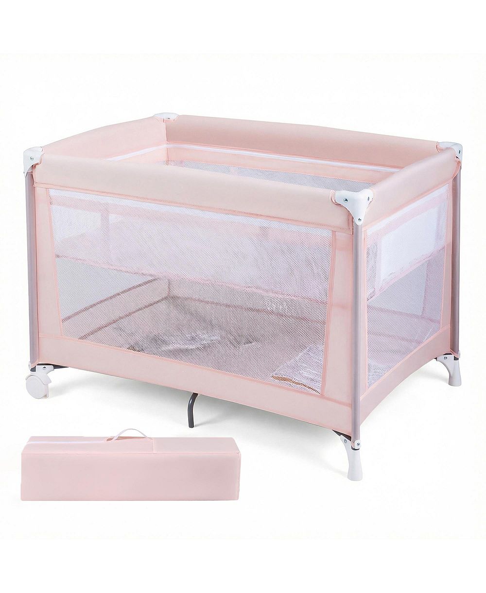 Costway Portable Baby Playard with Soft Mattress, Breathable Mesh Sides