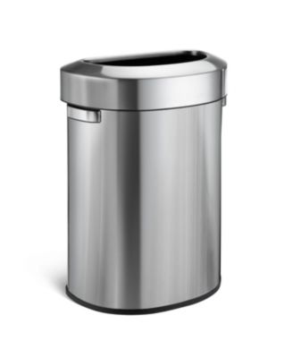 Home Zone Living 18 Gallon Stainless Steel Open Top Trash Can with Semi-Round Flat Back