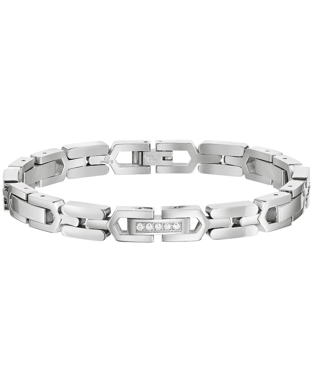 Браслет Bulova Men's White Topaz Silver-Tone Stainless Steel, 8.5"