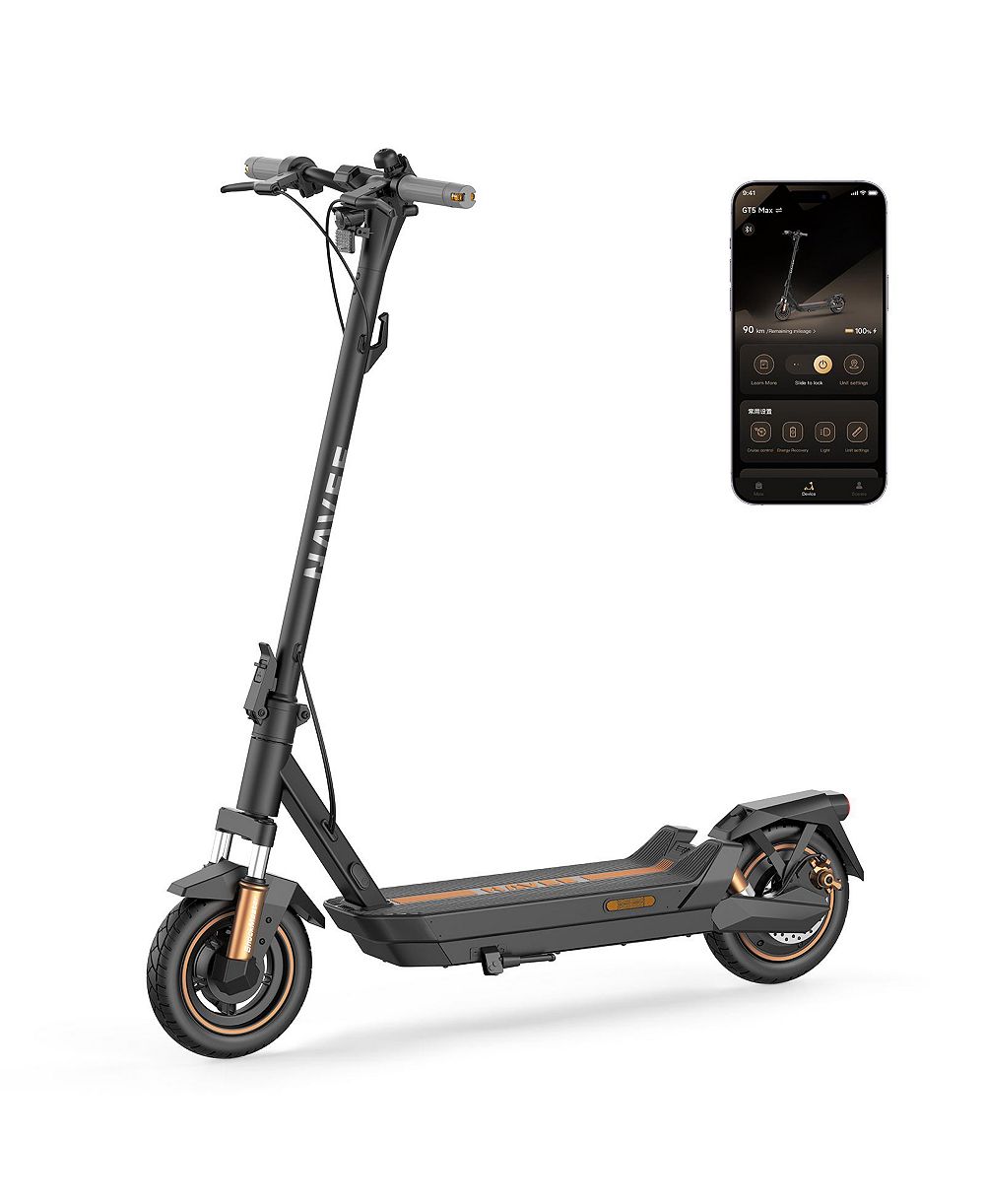 NAVEE GT5 Max Electric Scooter, 55.9mi Max Range, 25MPH Max Speed, 1638W Motor, Front Fork and Rear Damping, 10" Tires
