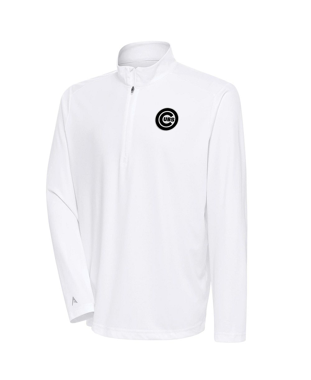 Мужская свитшот-толстовка Antigua White Chicago Cubs Metallic Tribute Quarter-Zip