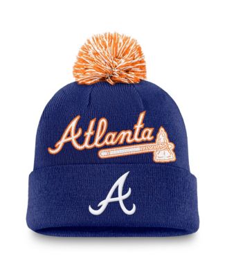 Nike Мужская Royal Atlanta Braves Peak Cuffed Knit Hat with Pom