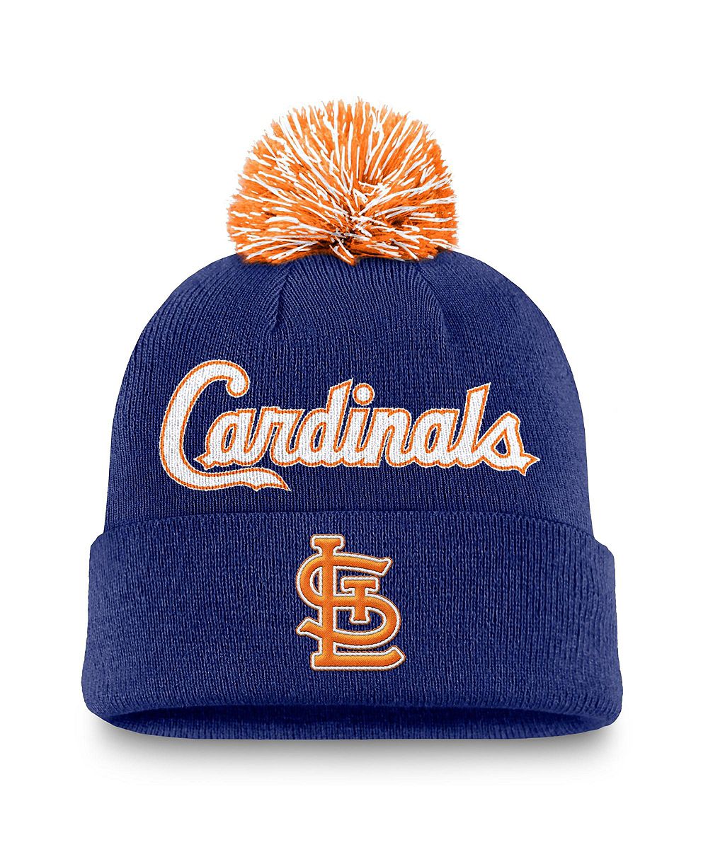 Мужская вязаная шапка Nike с помпоном и отворотом для St. Louis Cardinals цвета Royal