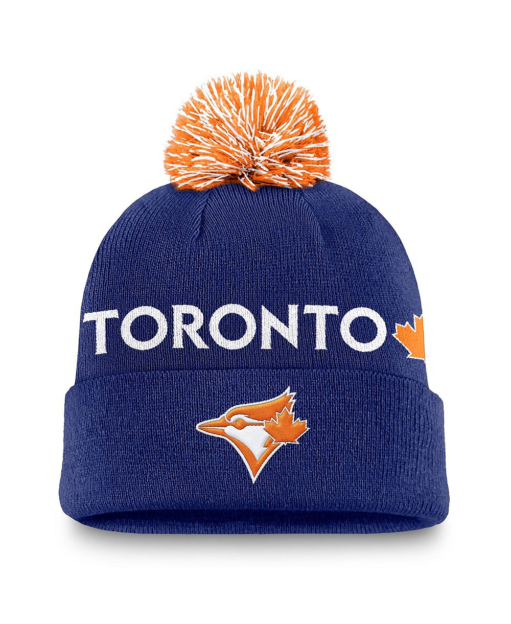 Nike Мужская королевская синяя вязаная шапка с отворотом и помпоном Toronto Blue Jays Peak