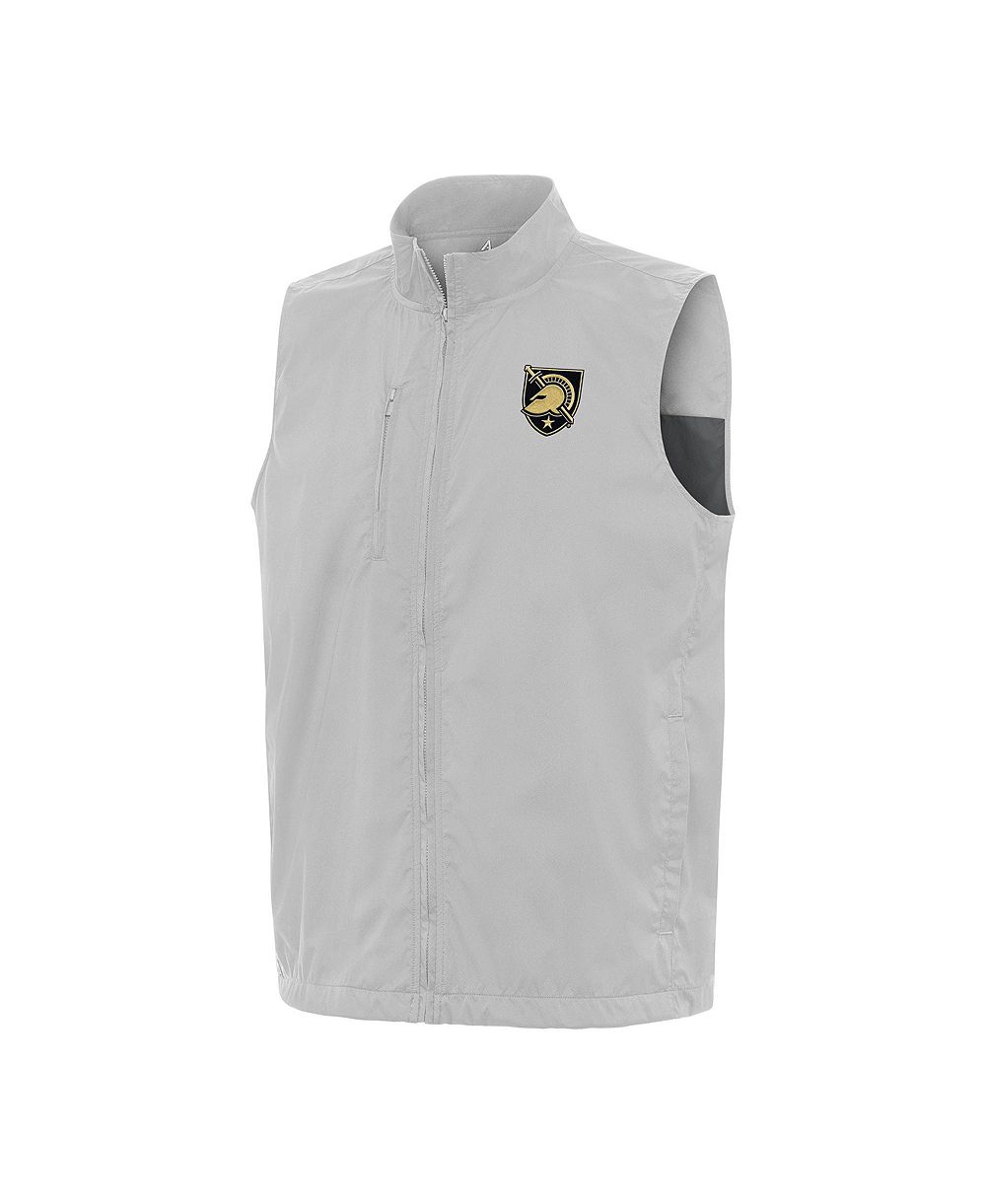 Antigua Men's Heather Gray Army Black Knights Brisk Full-Zip Vest
