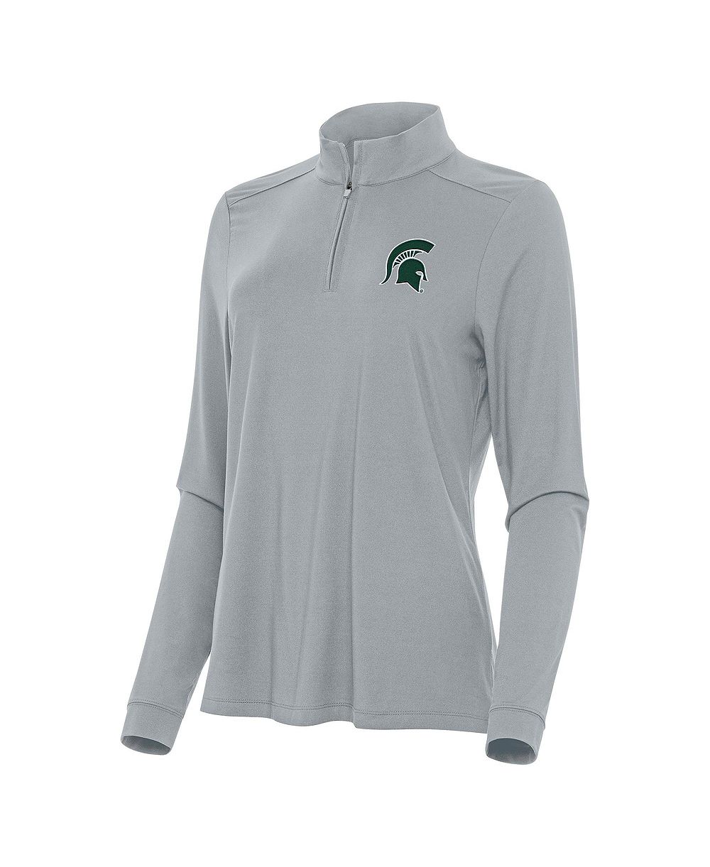 Antigua Женский серый топ Michigan State Spartans Intent с молнией
