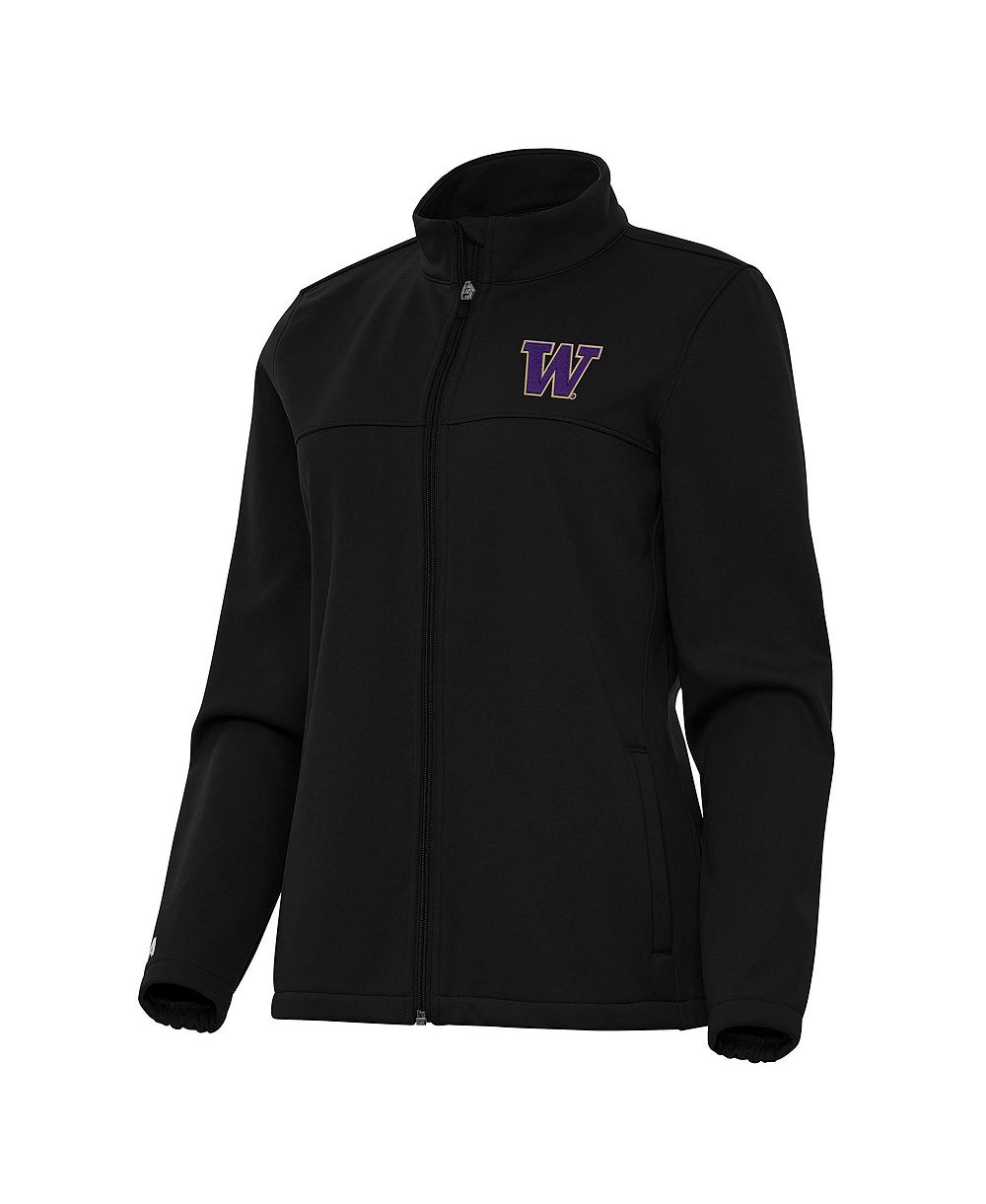 Женская гольф-куртка Antigua Black Washington Huskies Links 2 Full-Zip