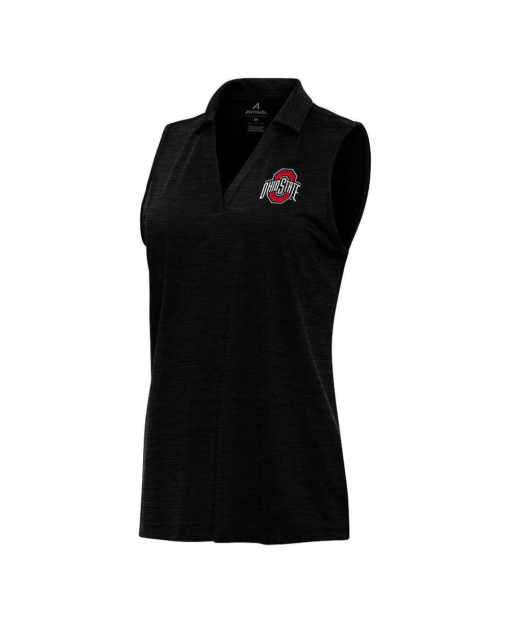 Женская рубашка-поло Antigua Heather Black Ohio State Buckeyes Layout Sleeveless V-Neck