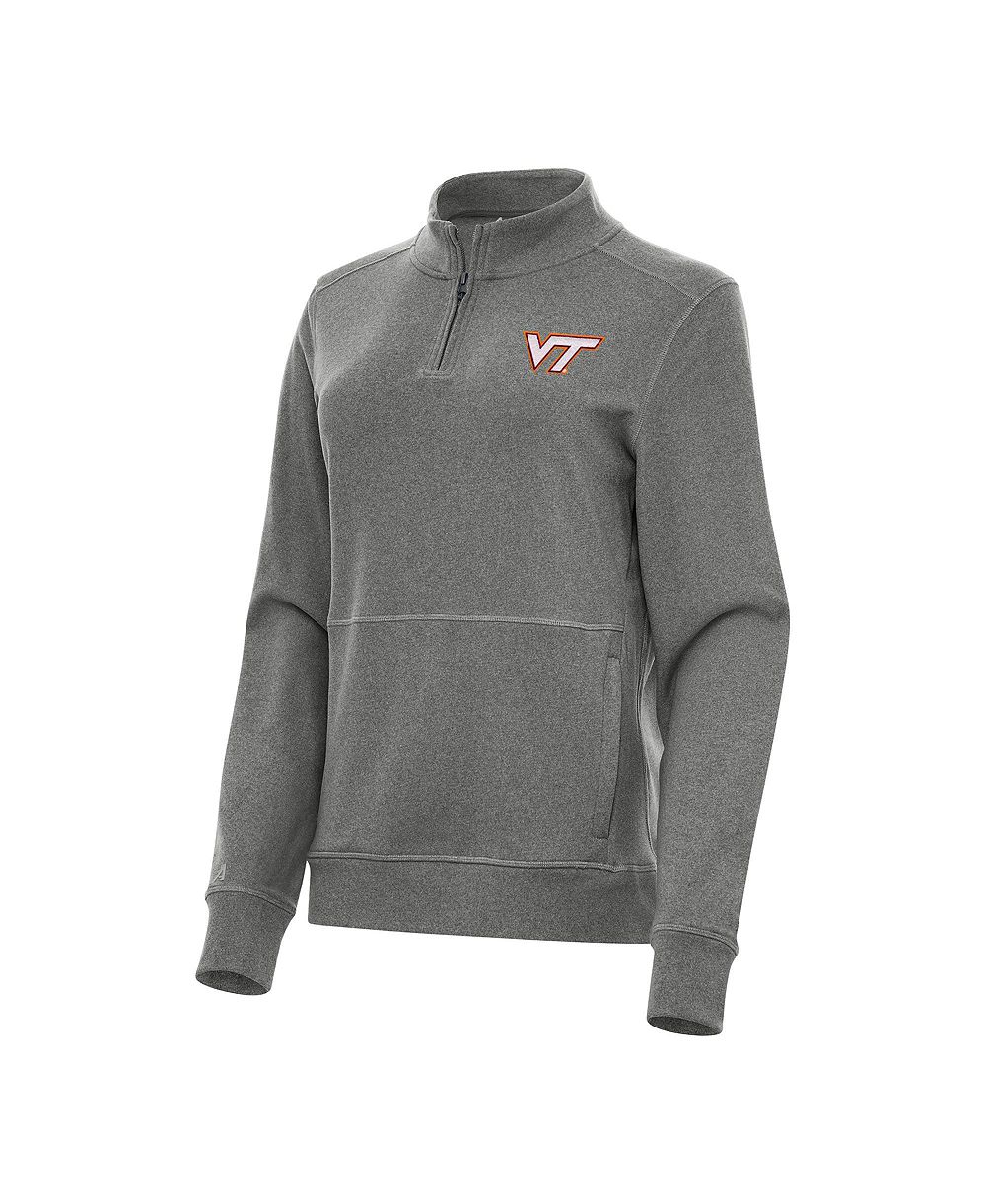Женский флис-свитшот Antigua Heather Black Virginia Tech Hokies Crush Quarter-Zip