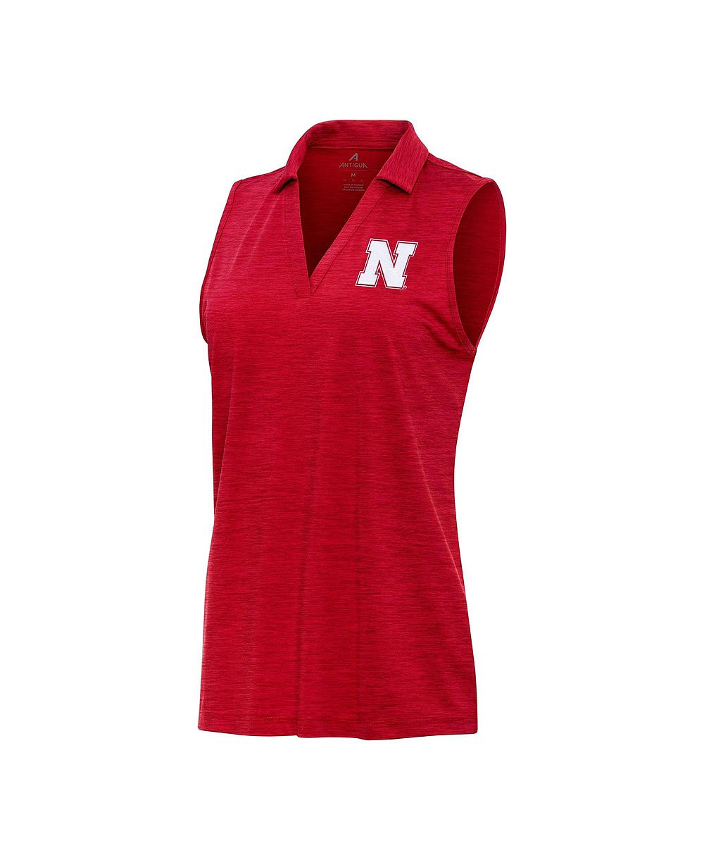 Antigua Женская рубашка-поло sleeveless V-Neck Nebraska Huskers Heather Scarlet