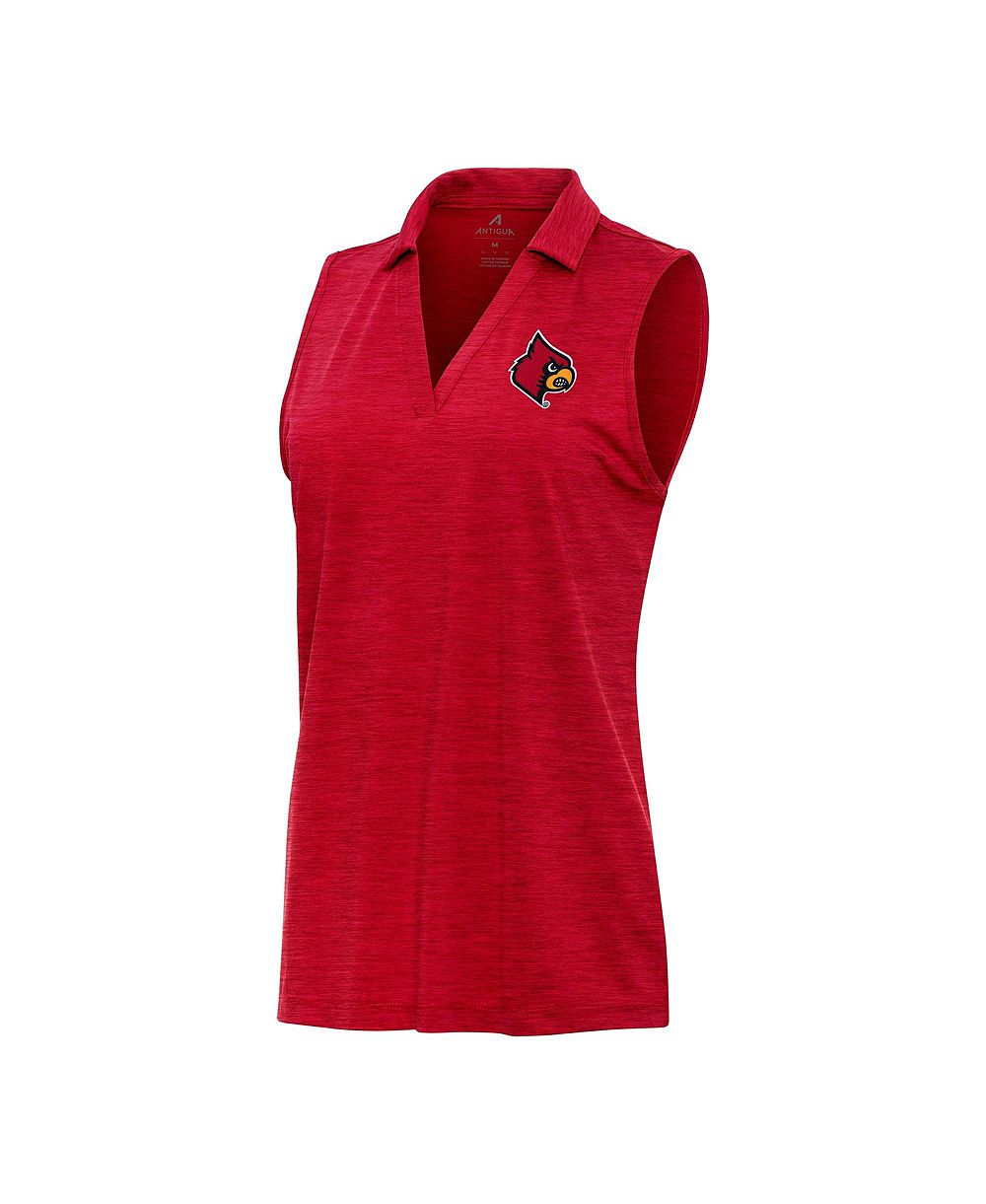 Женская рубашка-поло Antigua Heather Red Louisville Cardinals Layout Sleeveless V-Neck