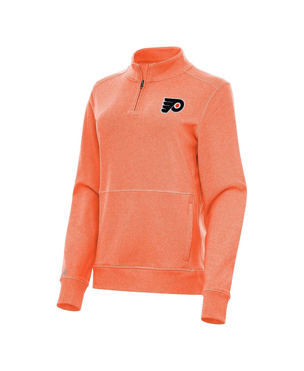 Женский флисовый свитшот Antigua Philadelphia Flyers Crush Quarter-Zip Heather Orange