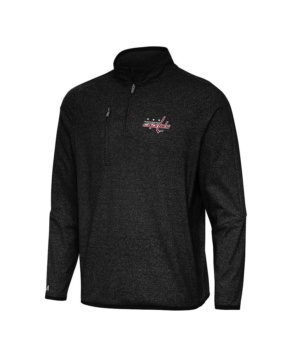 Мужской свитшот Antigua Heather Black Washington Capitals Certain Quarter-Zip Tri-Blend