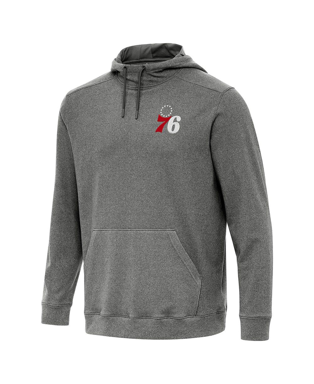 Мужское худи Antigua Heather Black Philadelphia 76ers Cloud Pullover