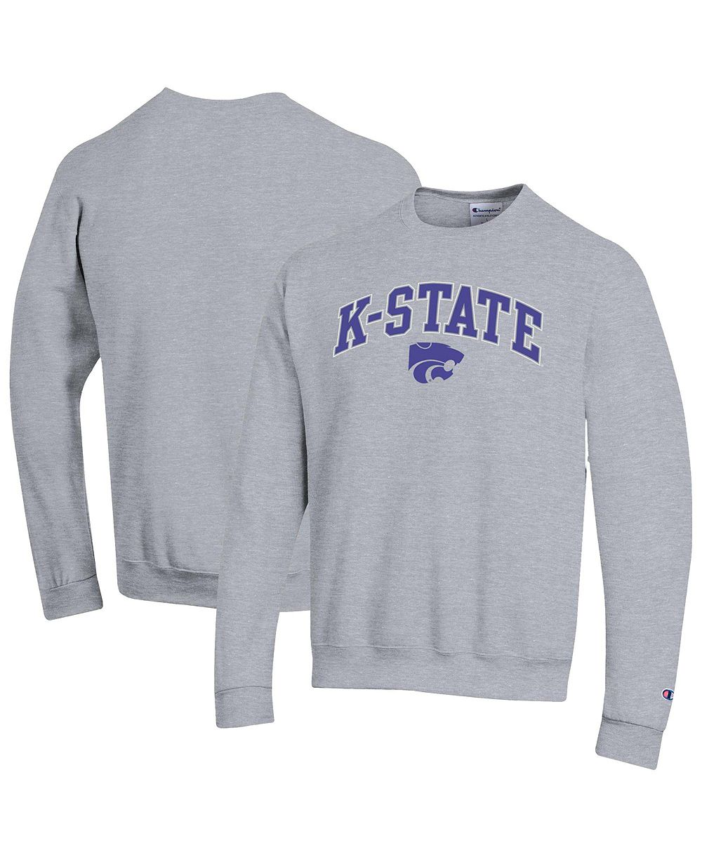 Мужской свитшот Champion Heather Gray Kansas State Wildcats Arch Over Logo Pullover