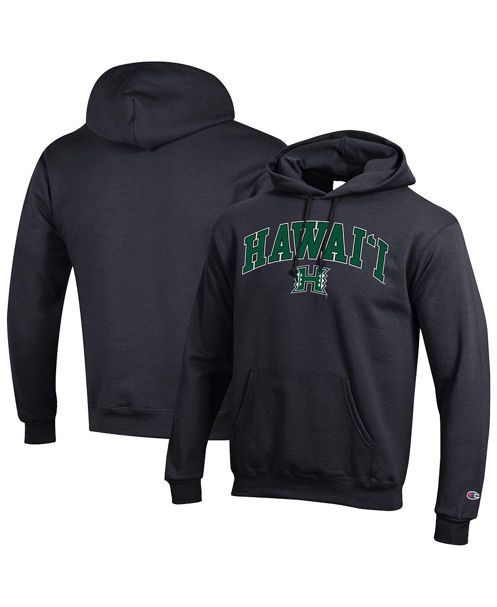 Мужской флисовый худи Champion с дугой логотипа Hawaii Rainbow Warriors, черный цвет