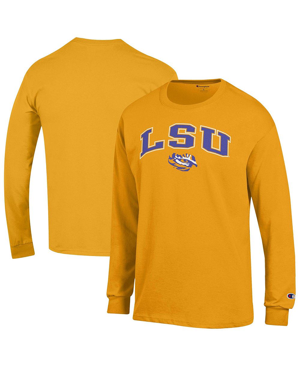 Мужская футболка Champion Gold LSU Tigers Arch Over Logo Long sleeves T-Shirt