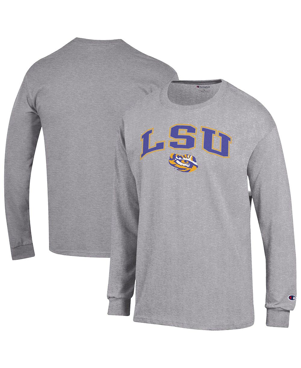 Champion Men's Champion Heather Gray LSU Tigers Arch Over Logo Long Sleeve T-Shirt