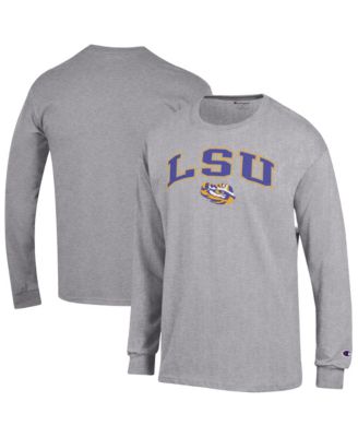 Мужская футболка Champion Heather Gray LSU Tigers Arch Over Logo Long sleeves
