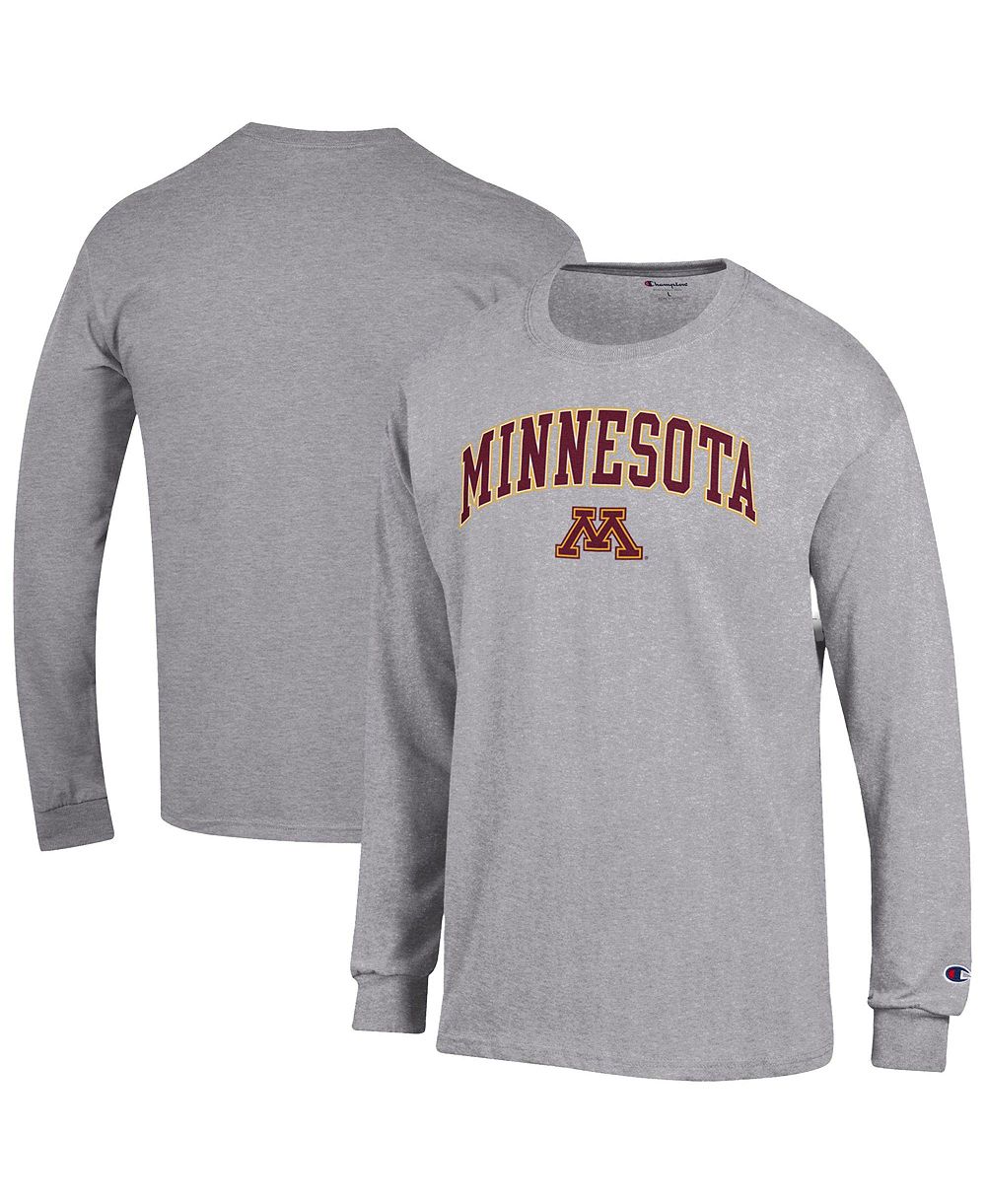 Champion Мужская серая футболка с длинным рукавом и логотипом Minnesota Golden Gophers