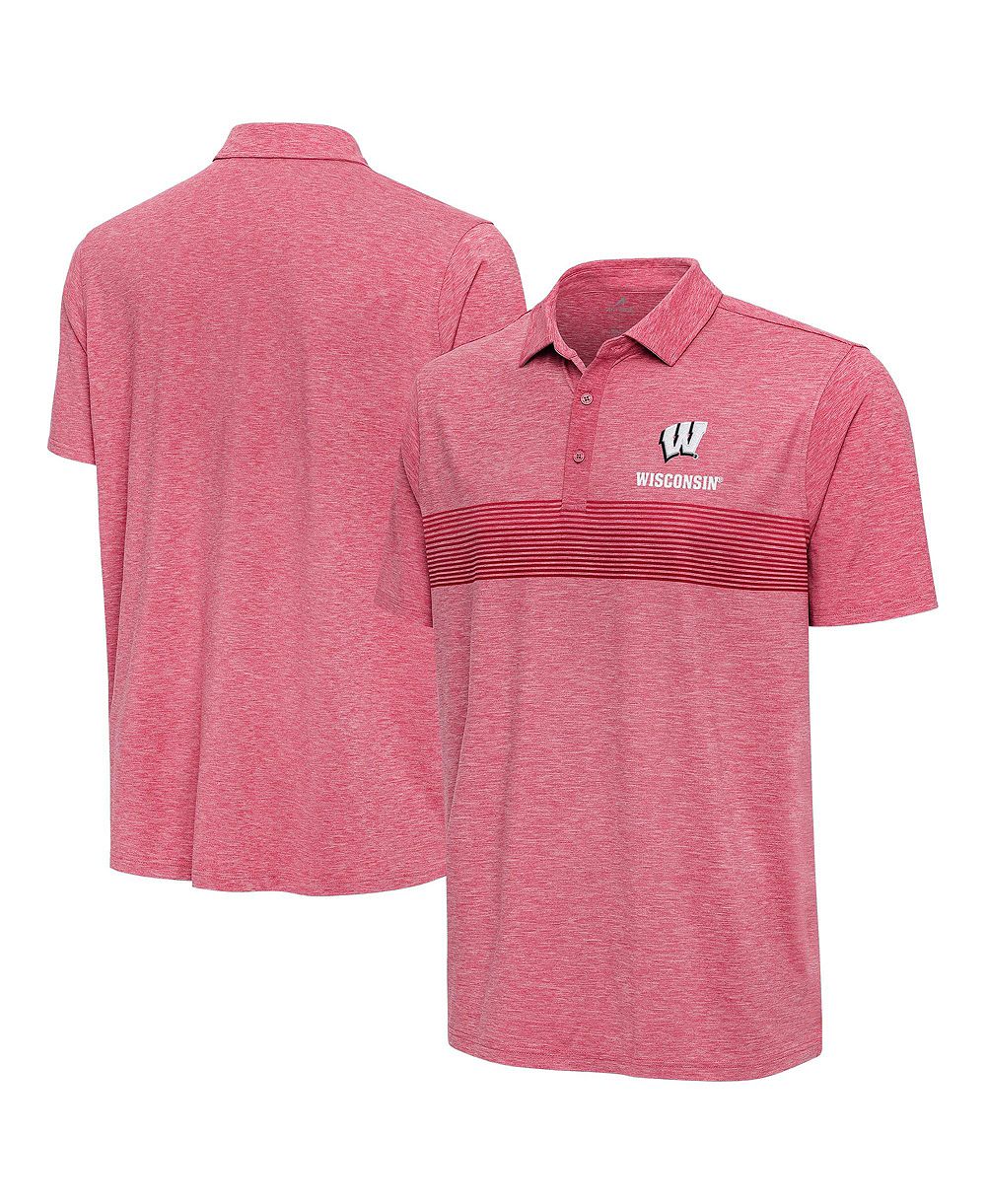 Мужская рубашка-поло Antigua Heather Red Wisconsin Badgers