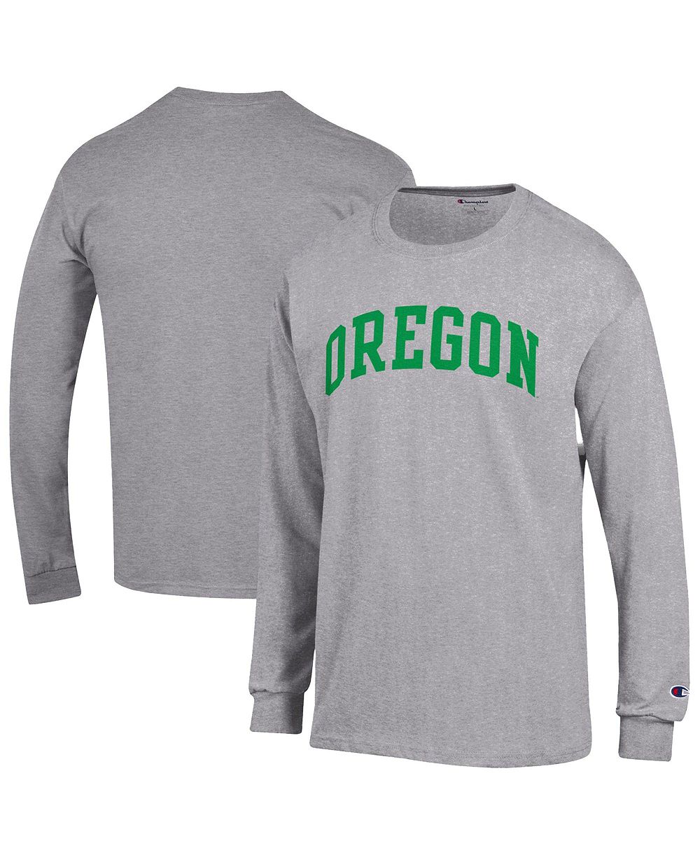 Мужская футболка Champion Heather Gray Oregon Ducks Basic Arch с длинным рукавом