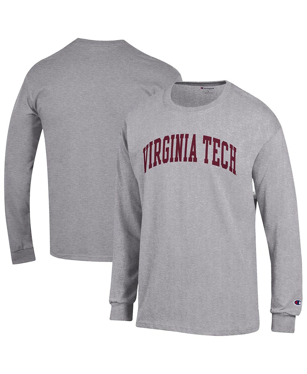 Champion Мужская серая футболка Virginia Tech Hokies Basic Arch с длинным рукавом