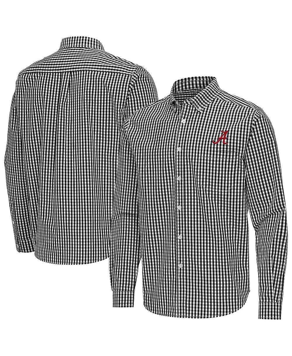 Antigua Men's Black Alabama Crimson Tide Ellis Woven Tri-Blend Long Sleeve Button-Down Shirt