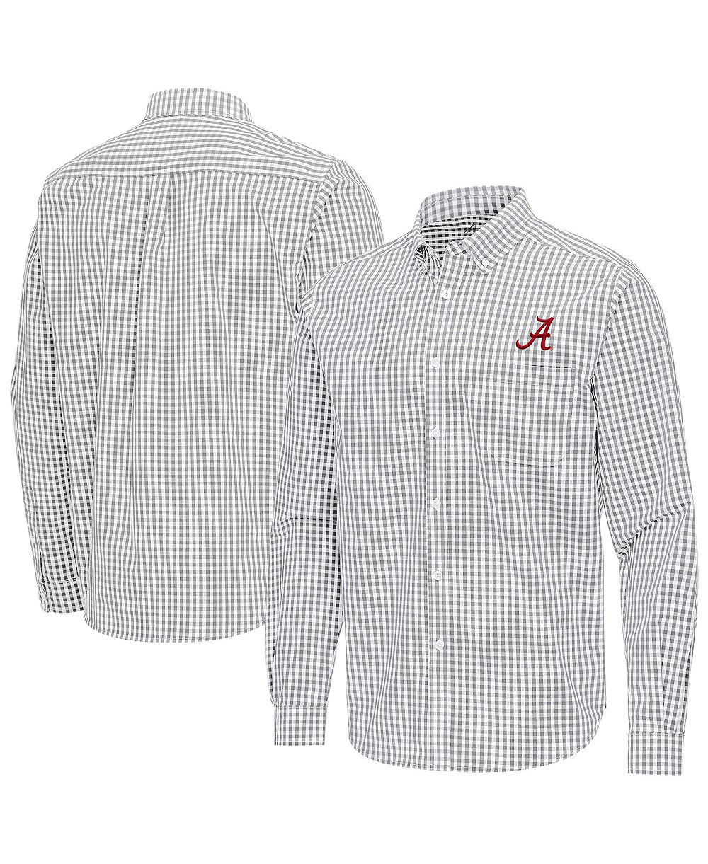 Мужская рубашка Antigua Gray Alabama Crimson Tide Ellis Woven Tri-Blend Long sleeves Button-Down