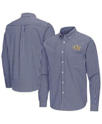 Мужская рубашка Antigua Navy Georgia Tech Yellow Jackets Ellis Woven Tri-Blend Long sleeves Button-Down