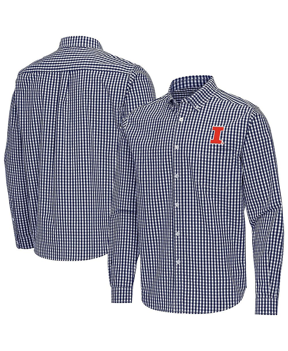 Мужская рубашка Antigua Navy Illinois Fighting Illini Ellis Woven Tri-Blend с длинным рукавом на пуговицах