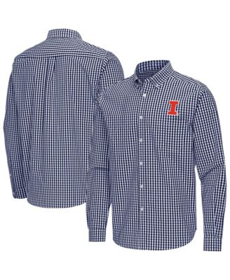 Мужская рубашка Antigua Navy Illinois Fighting Illini Ellis Woven Tri-Blend с длинным рукавом на пуговицах