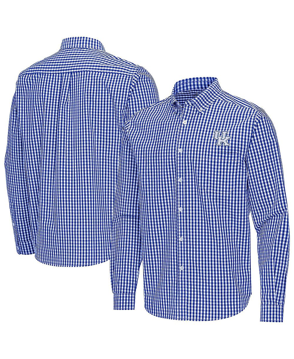 Мужская рубашка Antigua Royal Kentucky Wildcats Ellis Woven Tri-Blend Long sleeves Button-Down