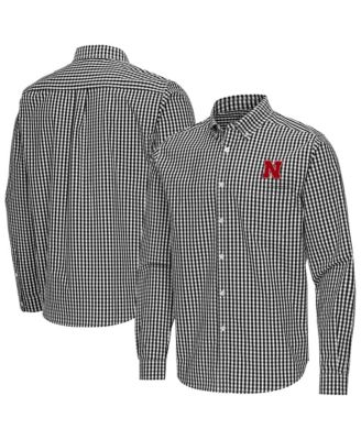 Мужская рубашка Antigua Black Nebraska Huskers Ellis Woven Tri-Blend Long sleeves Button-Down