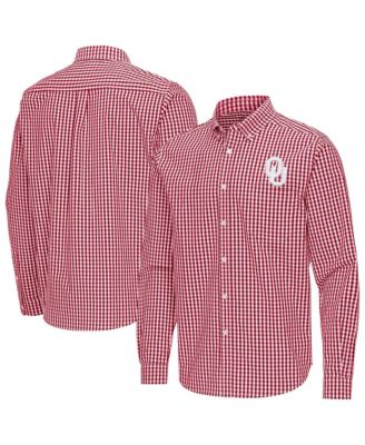 Antigua Мужская малиновая рубашка Oklahoma Sooners Ellis Woven Tri-Blend с длинным рукавом