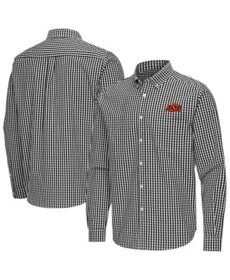 Antigua Мужская рубашка-поло Antigua Black Oklahoma State Cowboys Ellis Woven Tri-Blend Long sleeves Button-Down
