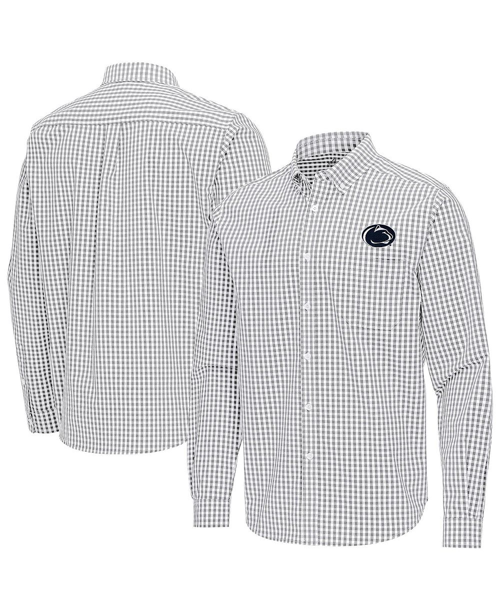 Мужская рубашка Antigua Gray Penn State Nittany Lions Ellis Woven Tri-Blend с длинным рукавом на пуговицах