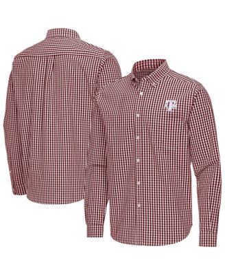 Мужская рубашка Antigua Men's Maroon Texas A&M Aggies Ellis Woven Tri-Blend Long sleeves Button-Down