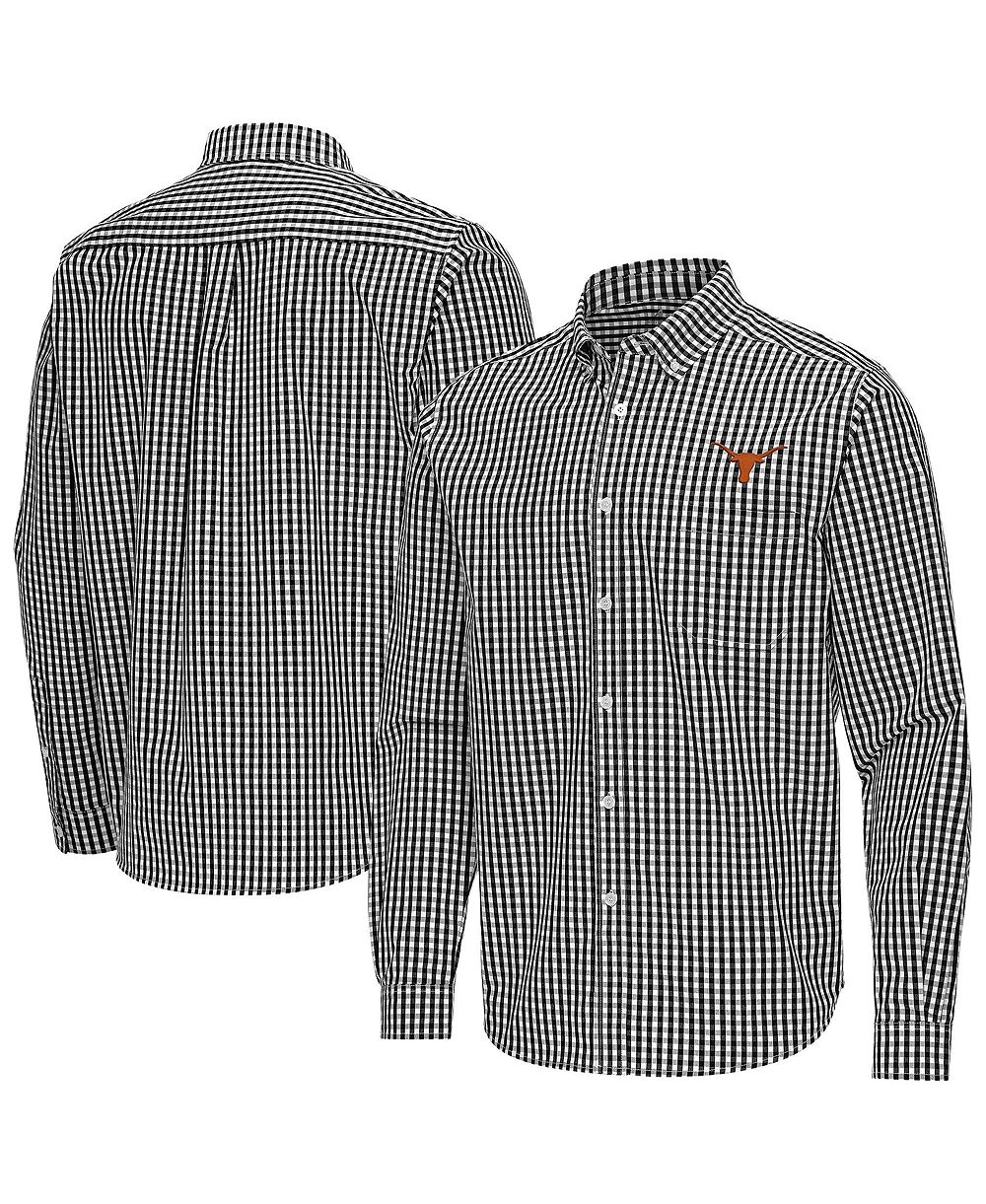Antigua Men's Black Texas Longhorns Ellis Woven Tri-Blend Long Sleeve Button-Down Shirt