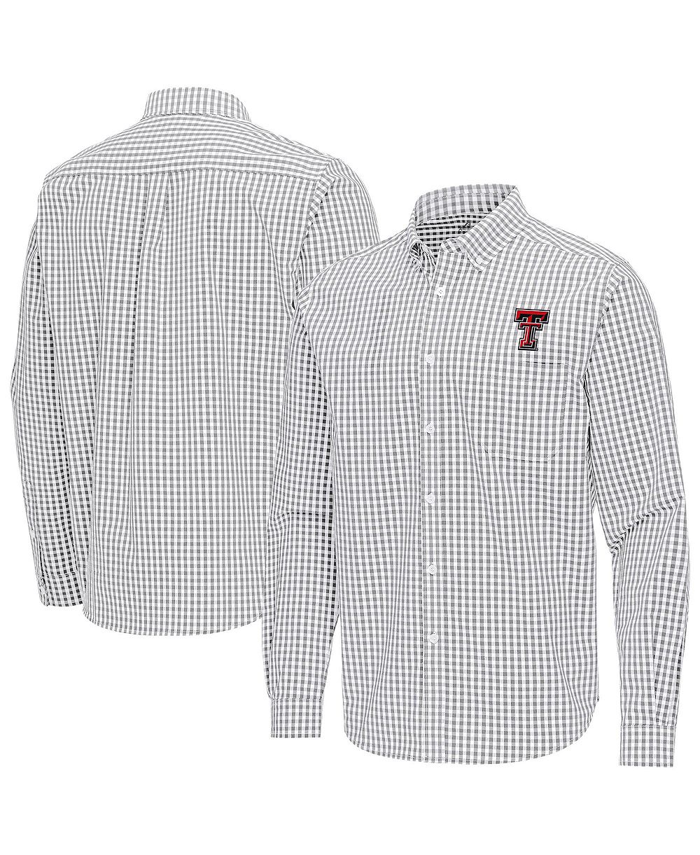 Мужская рубашка на пуговицах Antigua Men's Gray Texas Tech Red Raiders Ellis Woven Tri-Blend