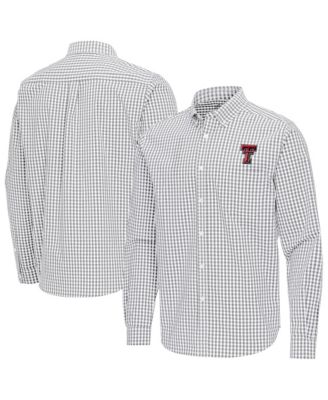 Мужская рубашка на пуговицах Antigua Men's Gray Texas Tech Red Raiders Ellis Woven Tri-Blend