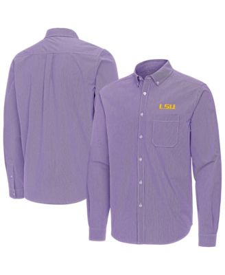 Мужская рубашка Antigua Purple LSU Tigers Porter Woven Tri-Blend с длинным рукавом
