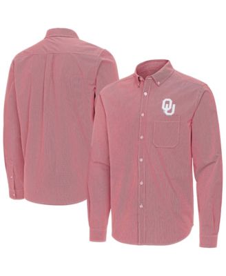 Мужская рубашка Antigua Crimson Oklahoma Sooners Porter Woven Tri-Blend Long sleeves Button-Down Shirt