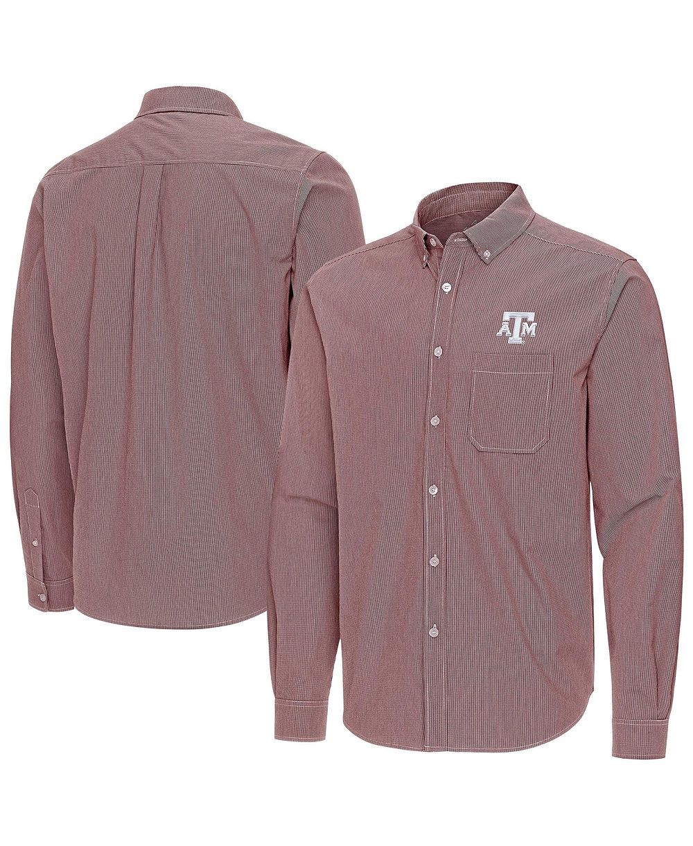 Antigua Men's Maroon Texas A&M Aggies Porter Woven Tri-Blend Long Sleeve Button-Down Shirt