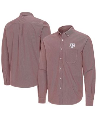 Antigua Men's Maroon Texas A&M Aggies Porter Woven Tri-Blend Long Sleeve Button-Down Shirt