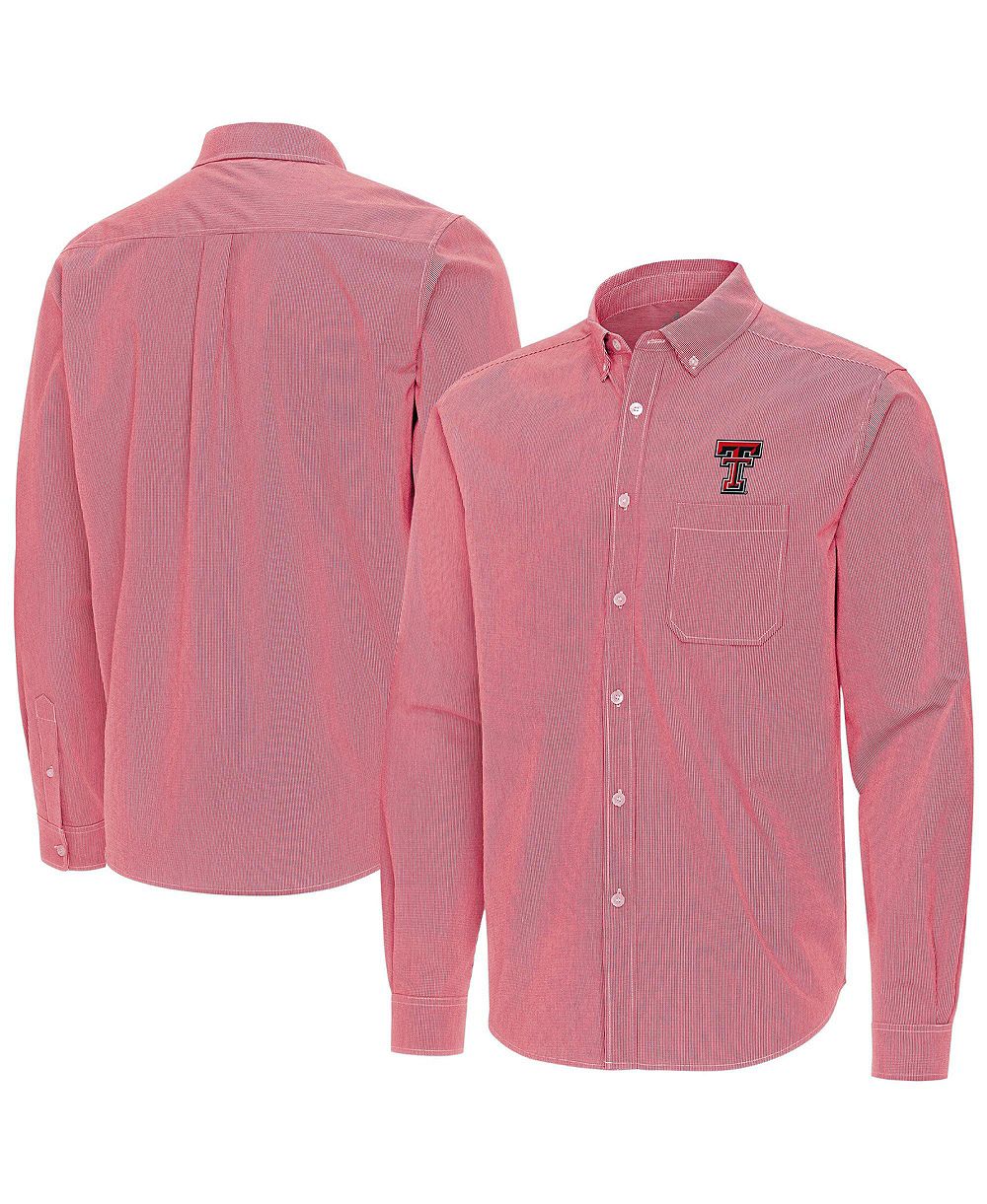 Мужская рубашка Antigua Red Texas Tech Red Raiders Porter Woven Tri-Blend Long sleeves Button-Down